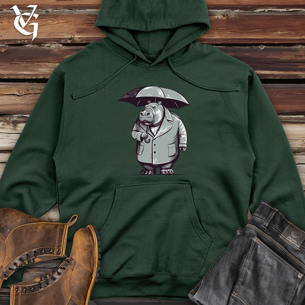 Viking Goods Hippopotamus River Drizzle Umbrella Haven Midweight Hooded Sweatshirt Alpine Green / L