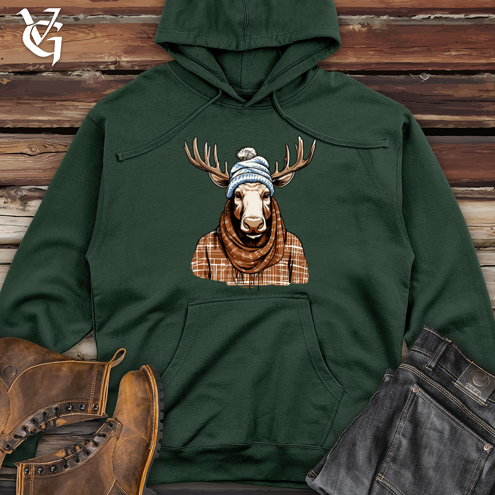 Viking Goods Moose Cozy Antler Beanie Comfort Midweight Hooded Sweatshirt Alpine Green / L