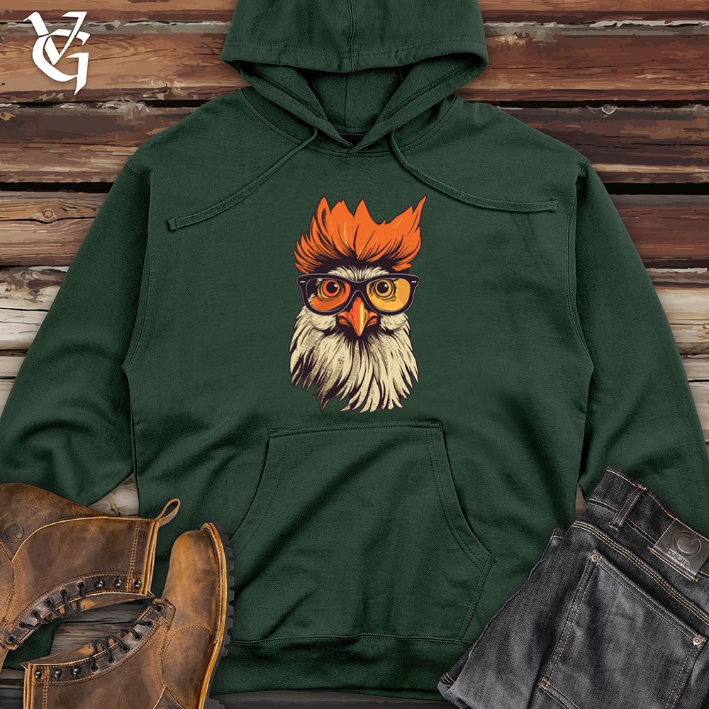 Viking Goods Orange Hair Hipster Chicken Midweight Hooded Sweatshirt Alpine Green / L