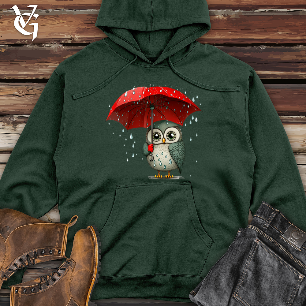 Viking Goods Owl In The Rain Midweight Hooded Sweatshirt Alpine Green / L