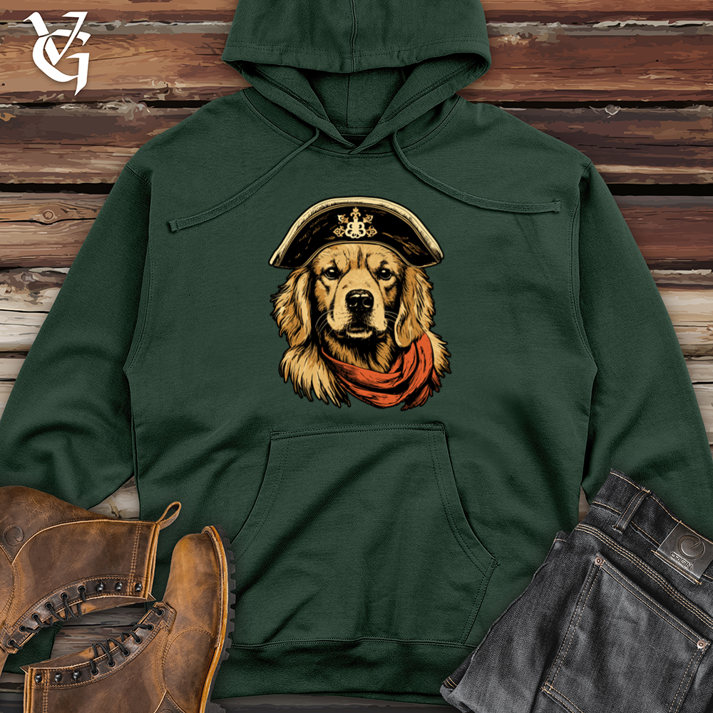 Viking Goods Pirate Pup Golden Retriever Midweight Hooded Sweatshirt Alpine Green / L