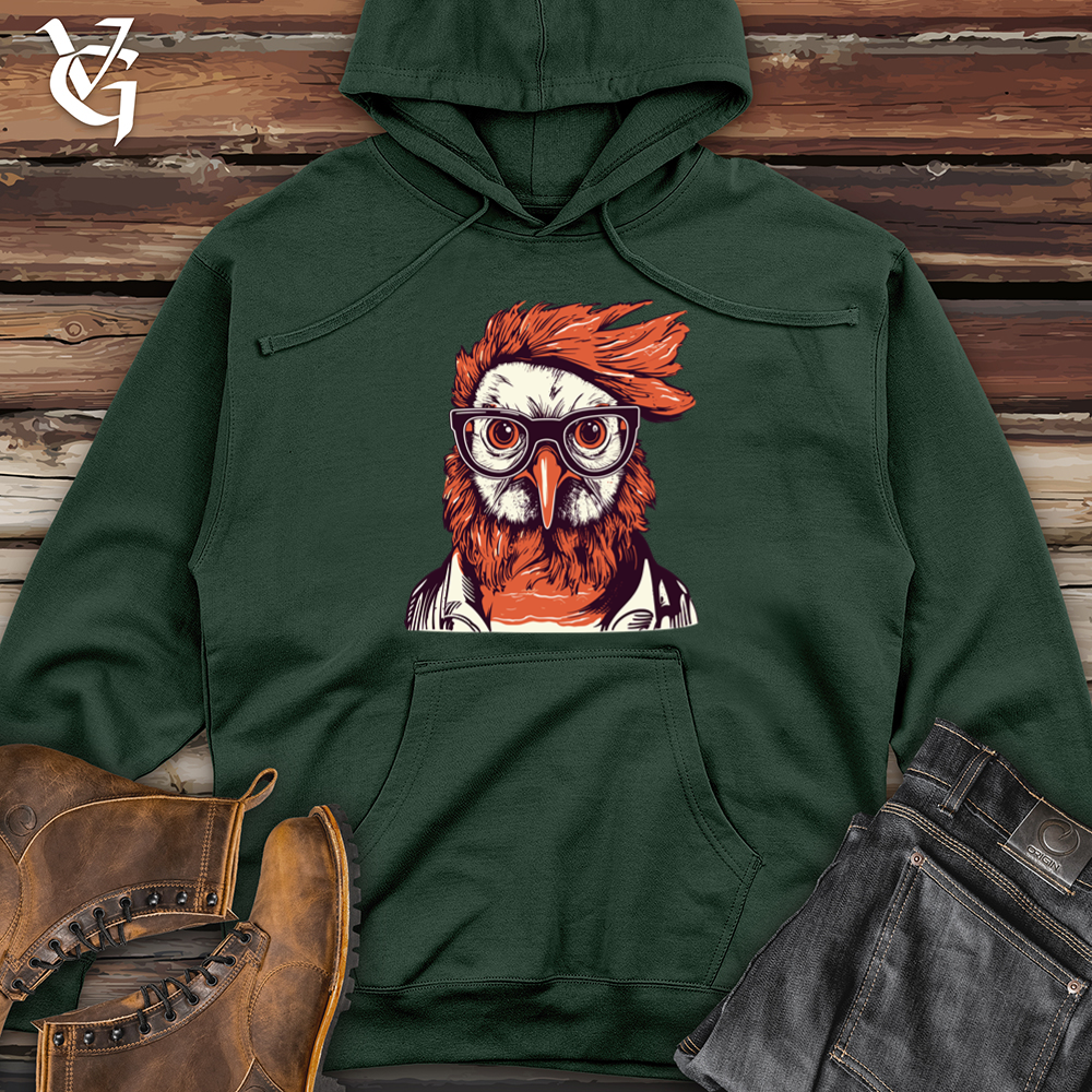 Viking Goods Red Hair Hipster Chicken Midweight Hooded Sweatshirt Alpine Green / L