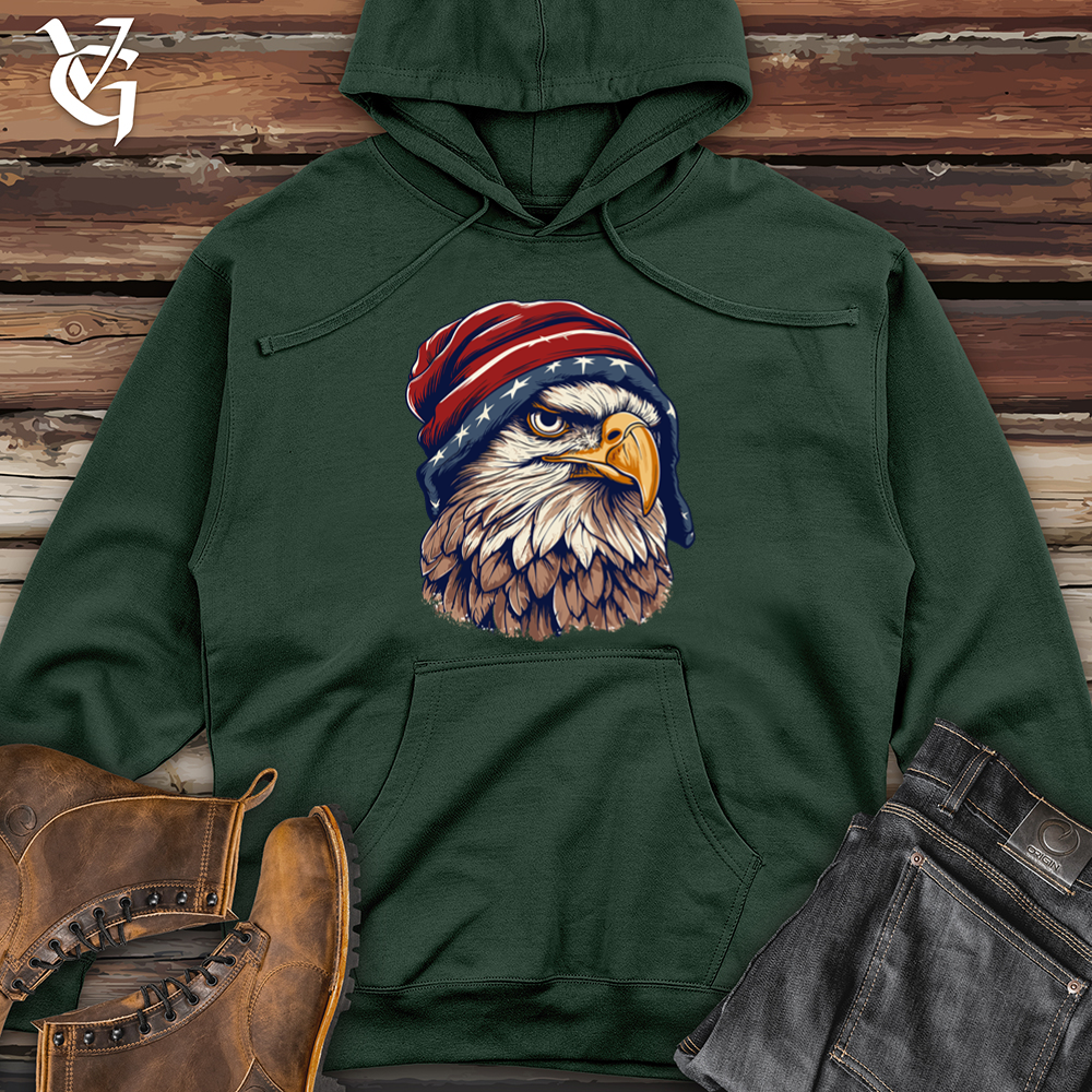 Viking Goods Retro Beanie Wearing Eagle Midweight Hooded Sweatshirt Alpine Green / L
