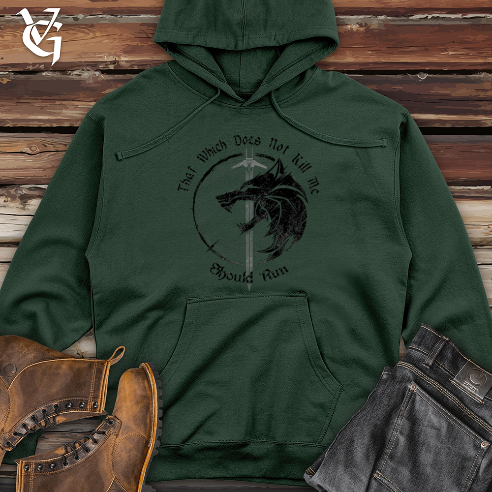 Viking Goods Should Run Wolf  Midweight Hooded Sweatshirt Alpine Green / L