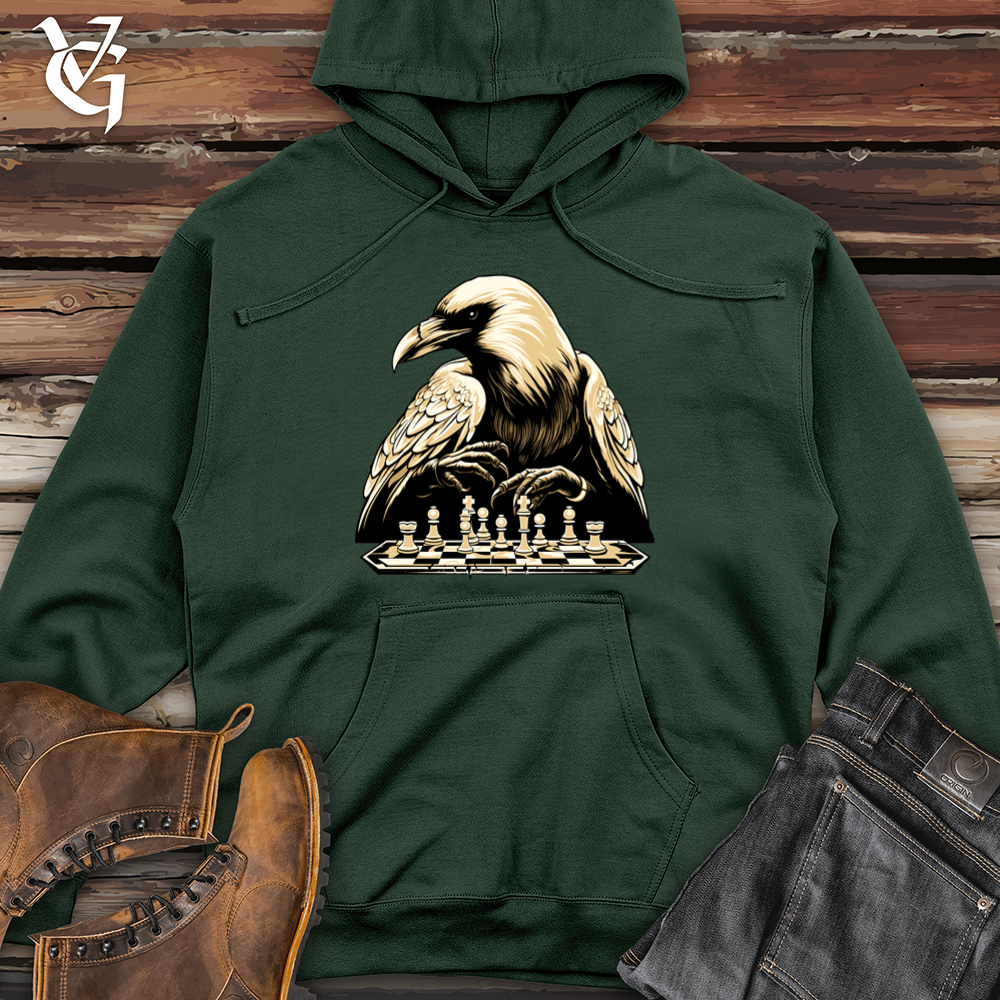 Viking Goods Strategizing Raven Chess Player Midweight Hooded Sweatshirt Alpine Green / L