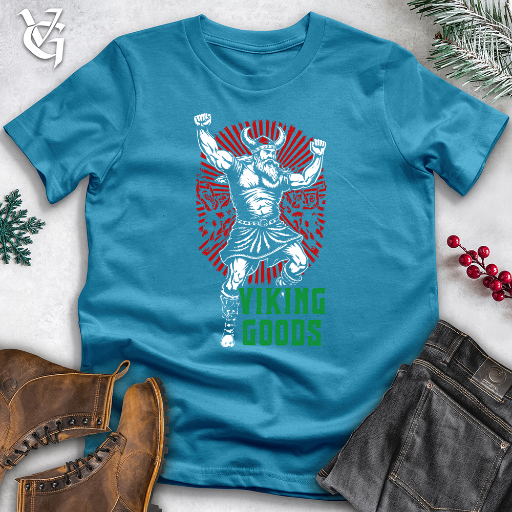 Viking Goods Dancing Viking Santa Cotton Tee Aqua / L