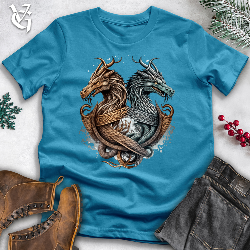 Viking Goods Dragons At Sea Cotton Tee Aqua / L