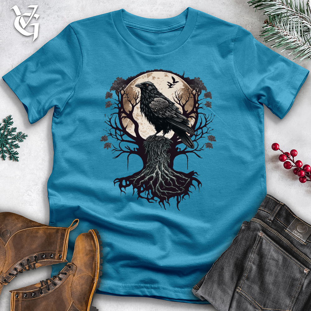 Viking Goods Full Moon Raven Cotton Tee Aqua / L