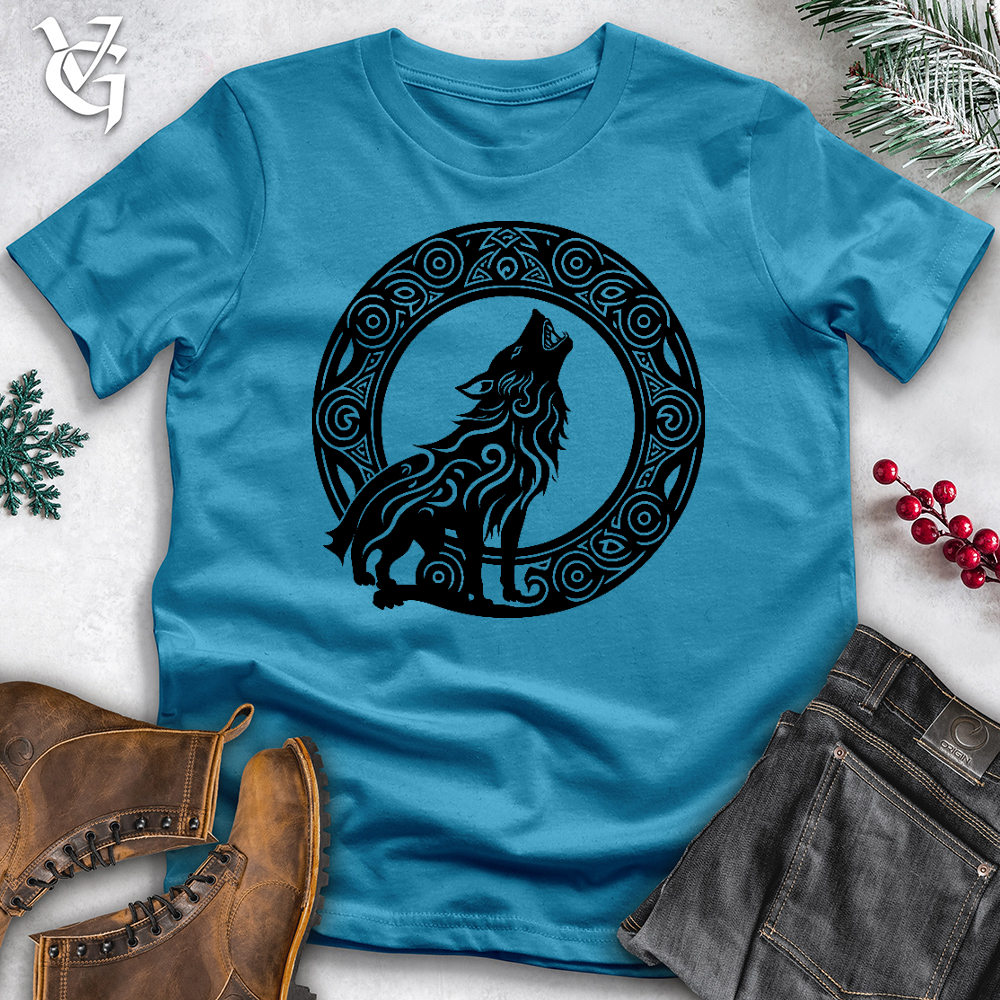 Viking Goods Howling Celtic Wolf Cotton Tee Aqua / L