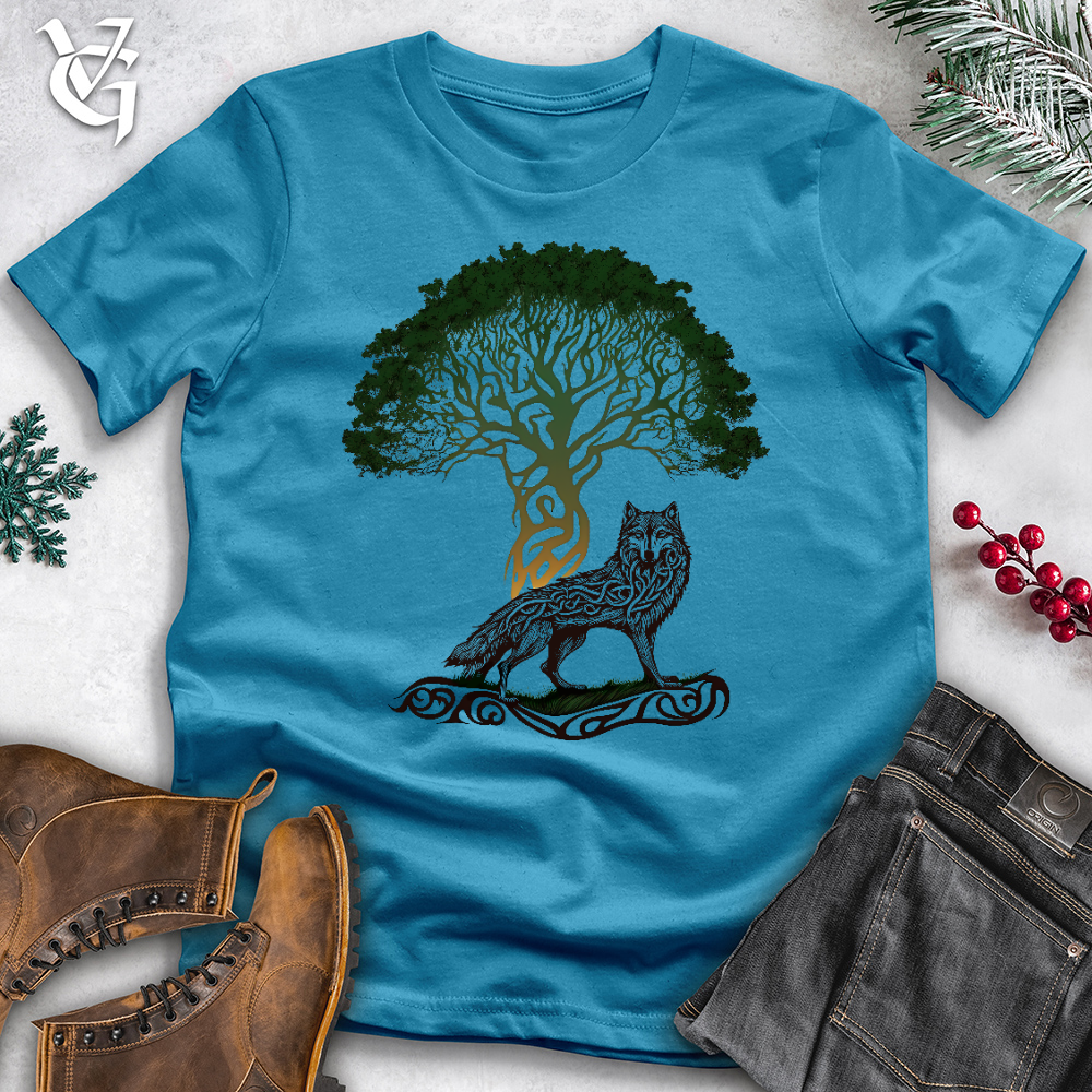 Viking Goods Poised Wolf Cotton Tee Aqua / L