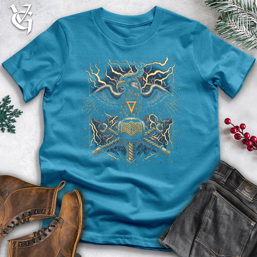 Viking Goods Raven & Hammer Lightning Cotton Tee Aqua / L
