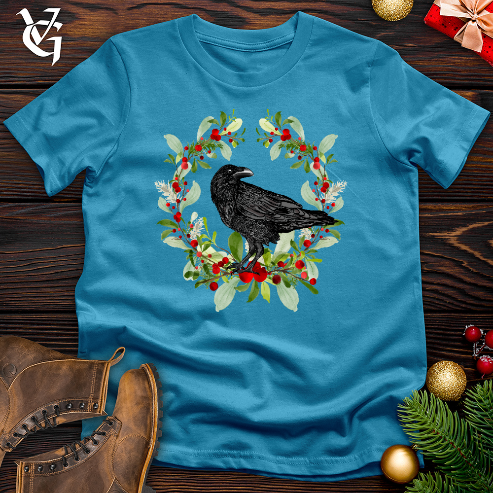 Viking Goods Raven of the Holly Cotton Tee Aqua / L