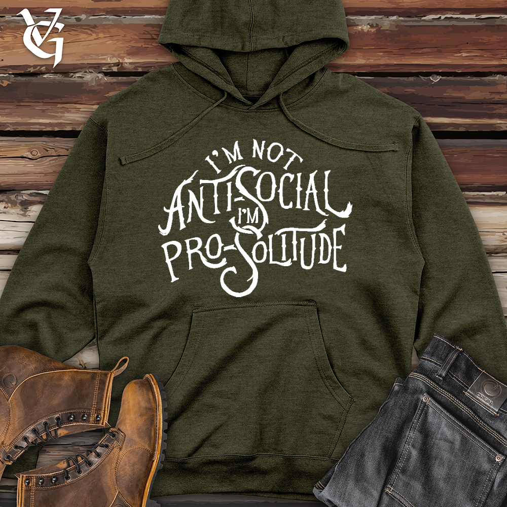 Viking Goods I'm Not AntiSocial Midweight Hooded Sweatshirt Army Heather / L