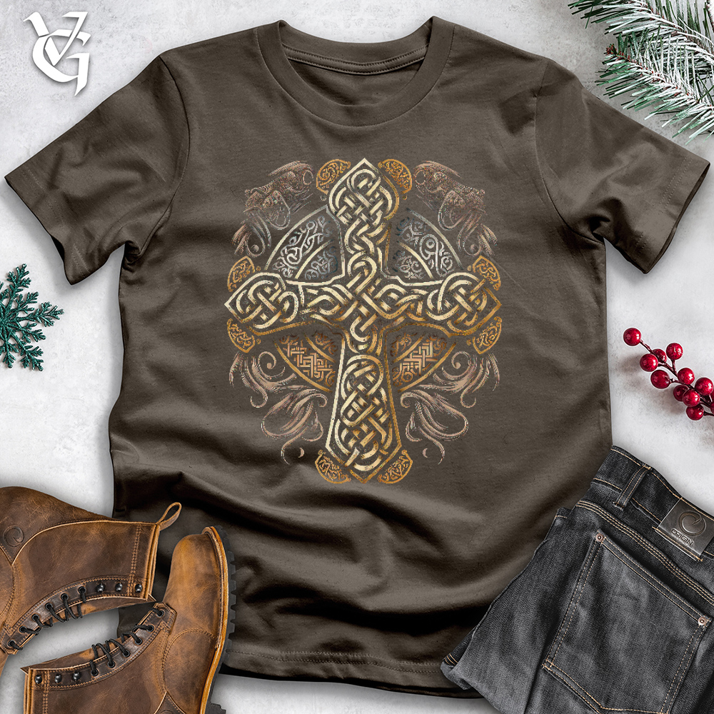Viking Goods Ancient Celtic Cross Cotton Tee Army / L