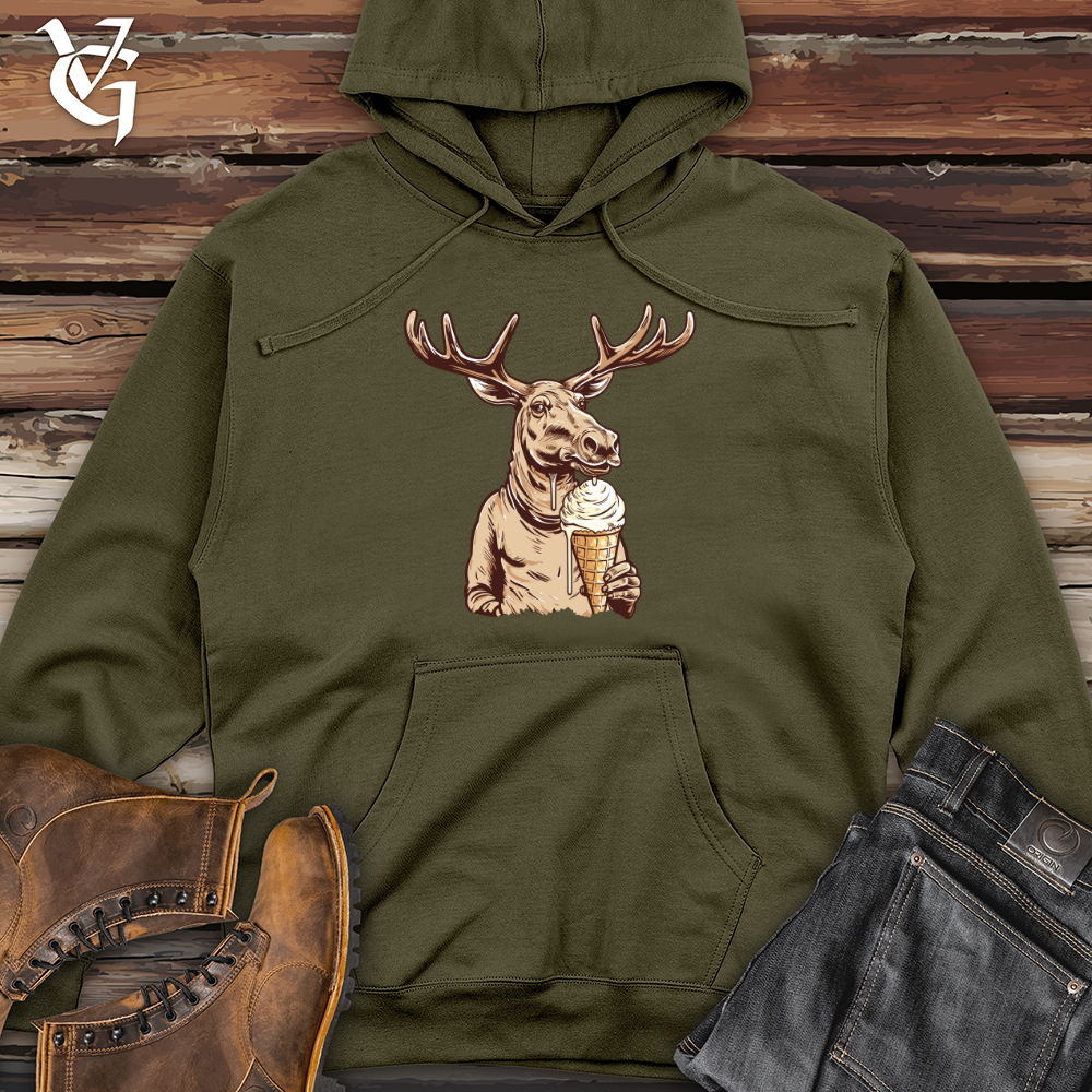 Viking Goods Antlered Ice Cream Balancer Midweight Hooded Sweatshirt Classic Navy / L