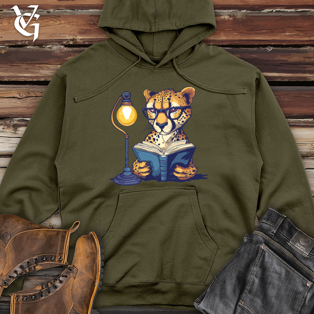 Cheetah Bookworm Study Hoodie Roar with Knowledge Viking Goods Company