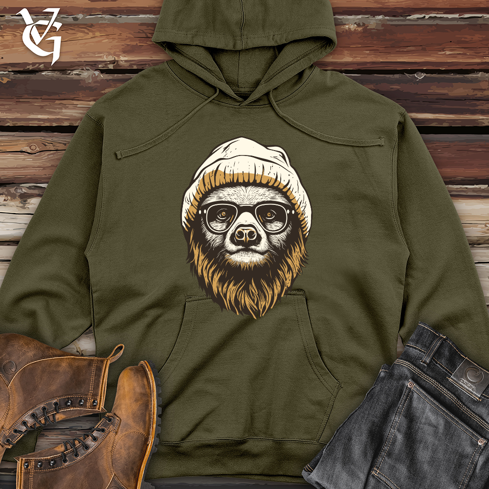 Viking Goods Chill Bean Sloth Midweight Hooded Sweatshirt Army / L