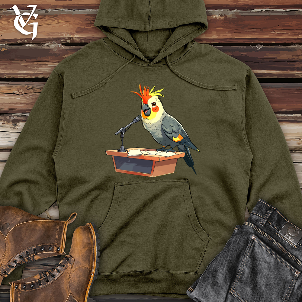 Viking Goods Cockatiel Speech Advocate Midweight Hooded Sweatshirt Army / L