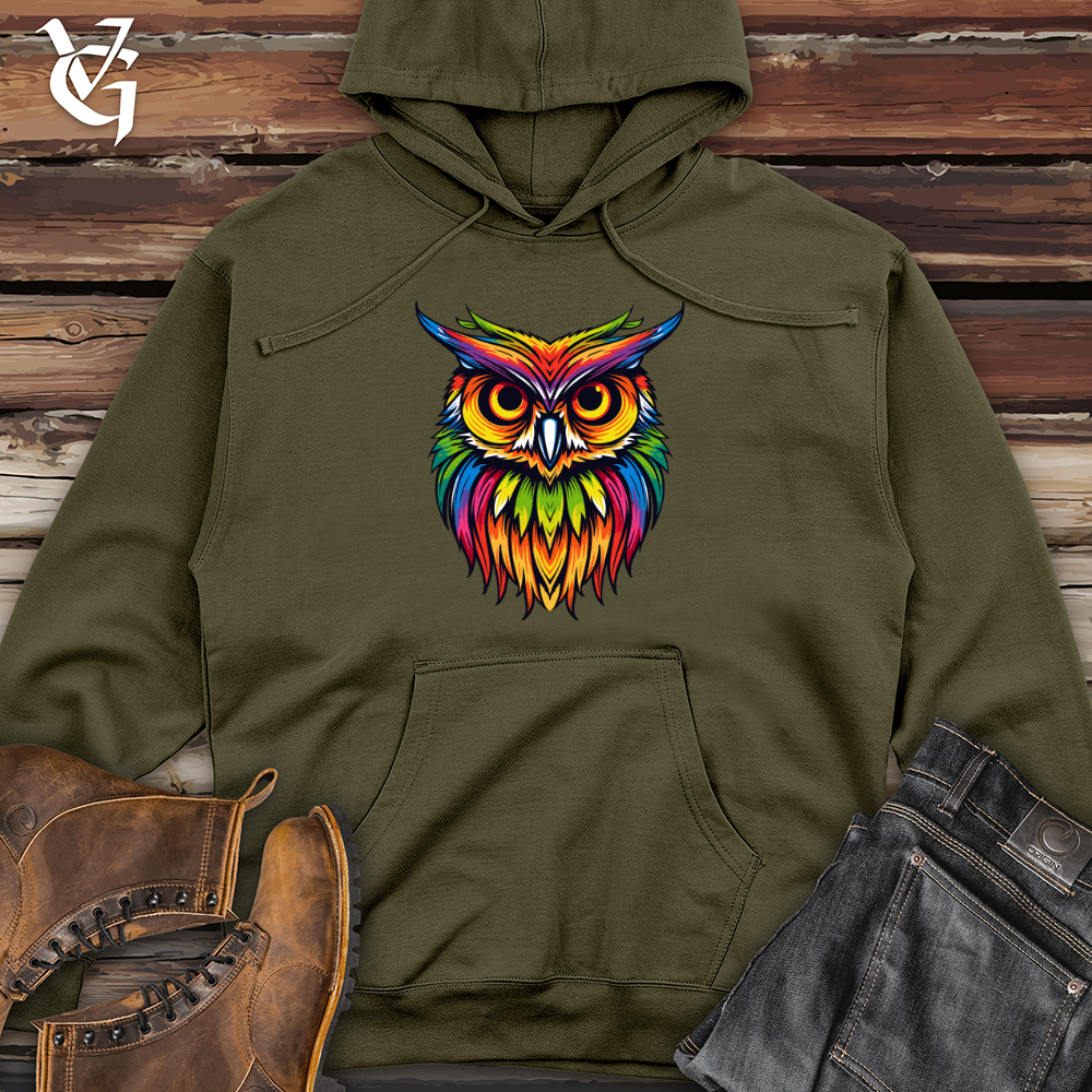 Viking Goods Colorful Nightwise Owl Midweight Hooded Sweatshirt Army / L