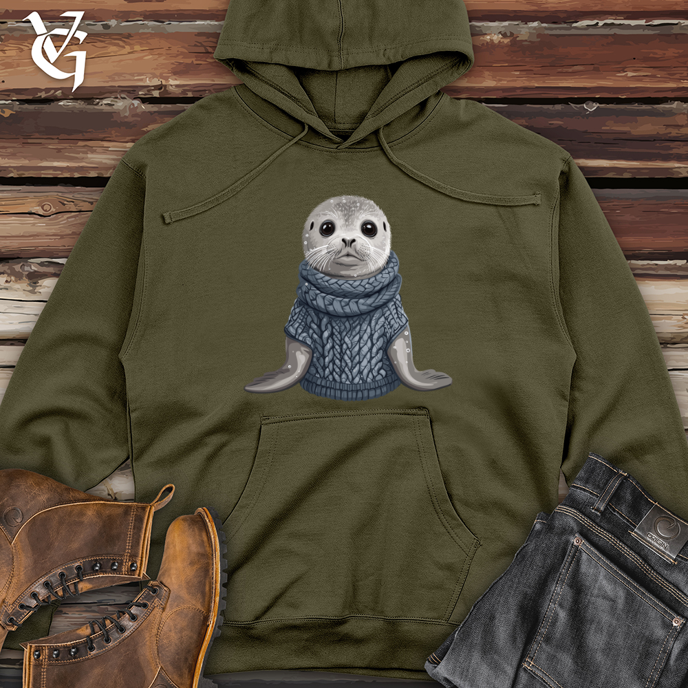 Viking Goods Cozy Seal Knit Midweight Hooded Sweatshirt Army / L