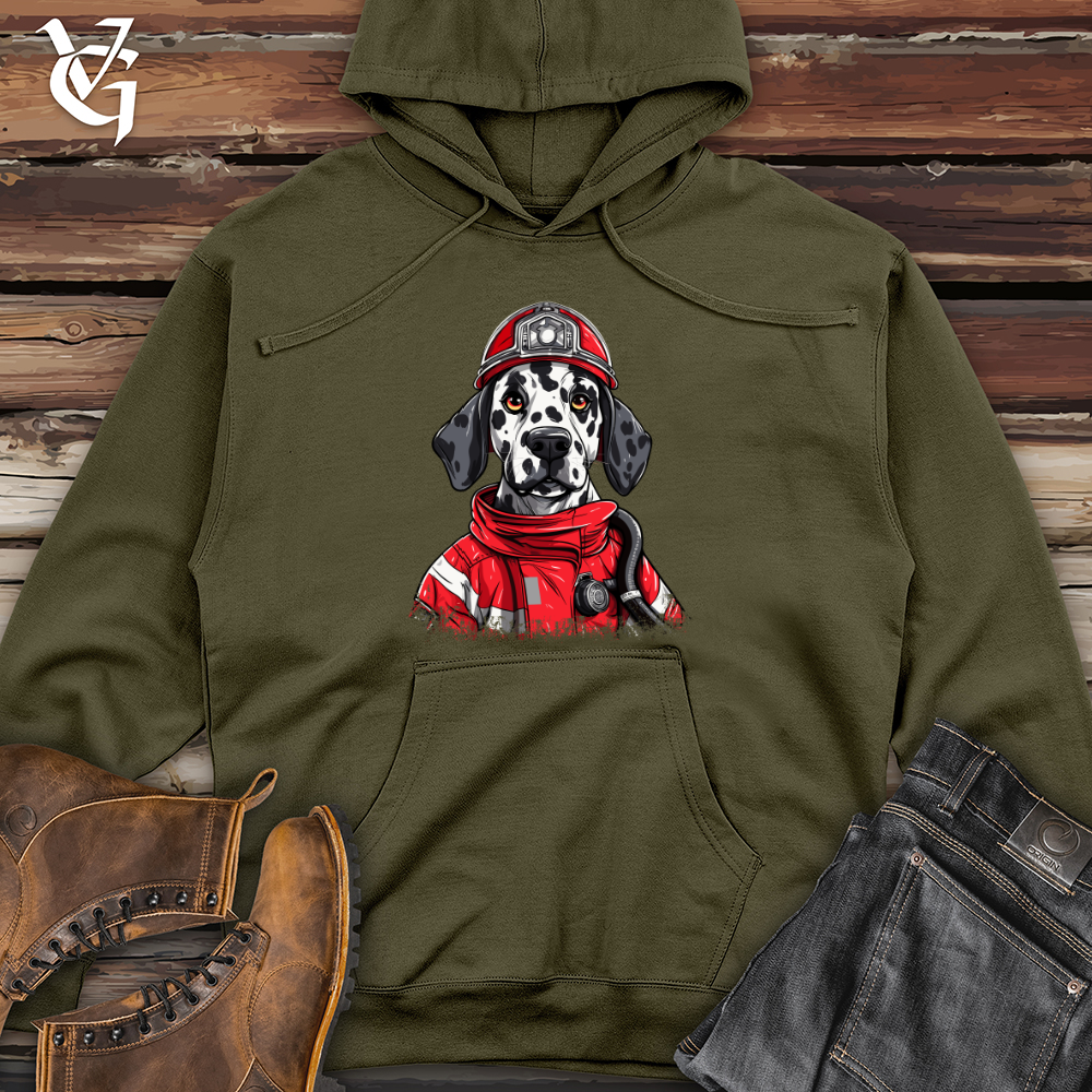 Viking Goods Dalmatian Fire Rescue Midweight Hooded Sweatshirt Army / L