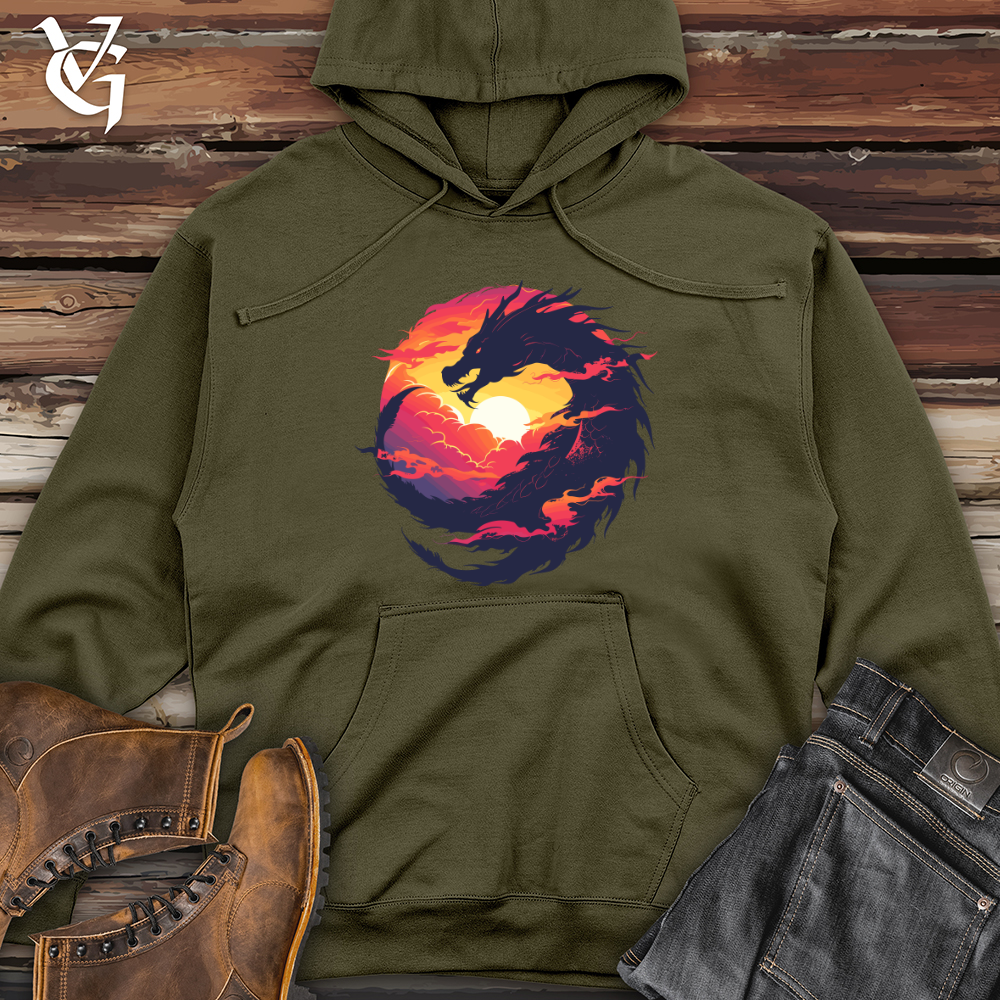Viking Goods Dragon Embrace Eclipse Midweight Hooded Sweatshirt Army / L