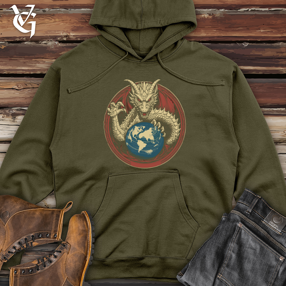 Viking Goods Dragon World Guardian Midweight Hooded Sweatshirt Army / L