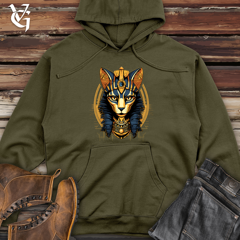 Viking Goods Egyptian Cat Divine Gaze Midweight Hooded Sweatshirt Army / L