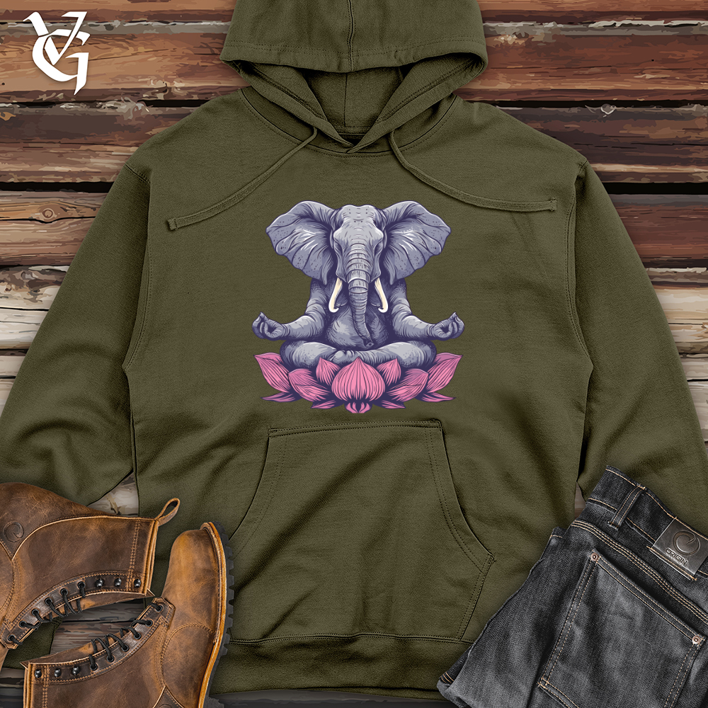 Viking Goods Elephant Lotus Harmony Midweight Hooded Sweatshirt Army / L