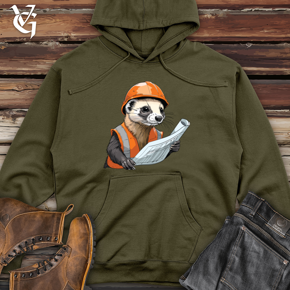 Viking Goods Ferret Engineer Blueprint Midweight Hooded Sweatshirt Army / L