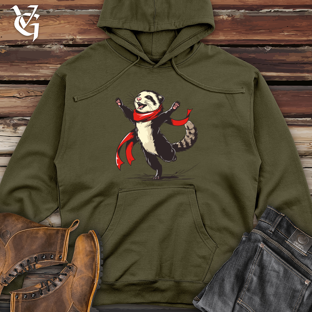 Viking Goods Ferret Joyful Dance Midweight Hooded Sweatshirt Army / L
