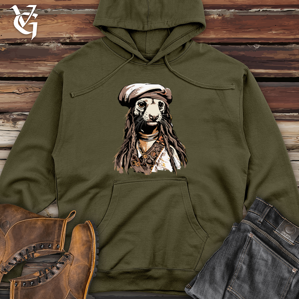 Viking Goods Ferret Pirate Midweight Hooded Sweatshirt Army / L