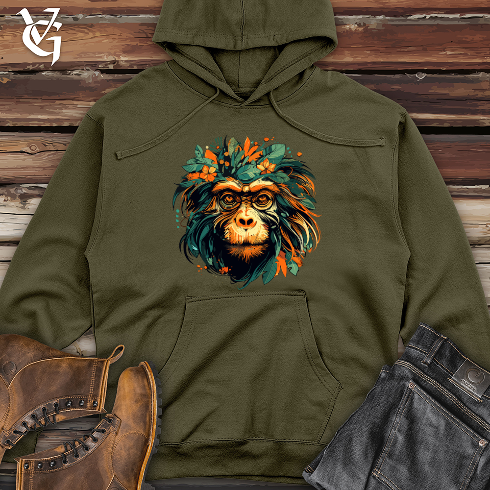 Viking Goods Floral Monkey Essence Midweight Hooded Sweatshirt Army / L