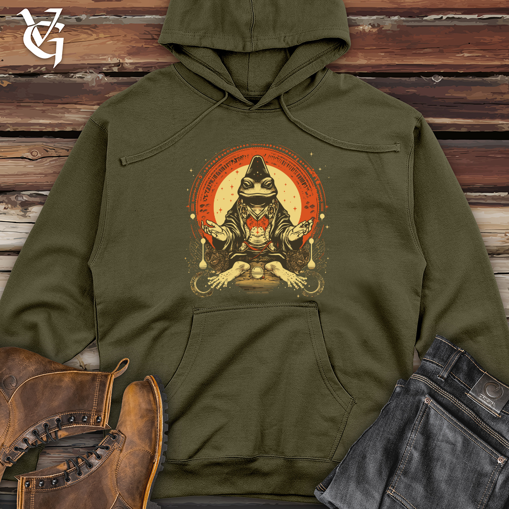 Viking Goods Frog Mystical Meditation Midweight Hooded Sweatshirt Army / L