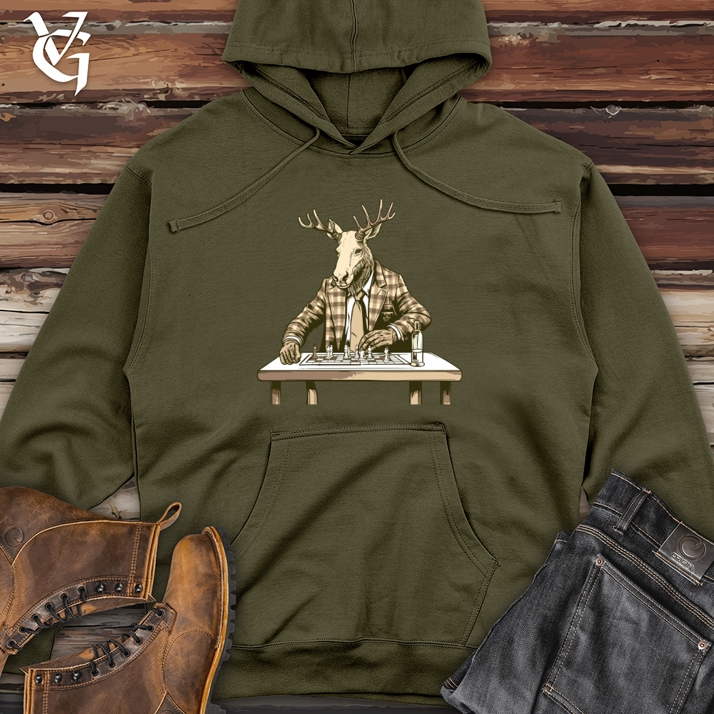Viking Goods Grand Moose Chessmaster Midweight Hooded Sweatshirt Army / L