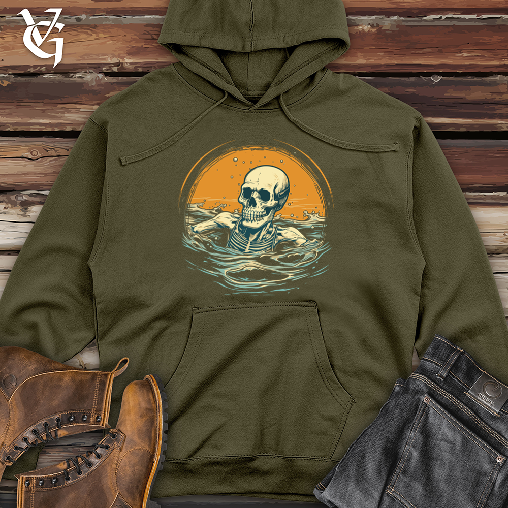 Viking Goods Grunge Splash Skeleton Midweight Hooded Sweatshirt Army / L