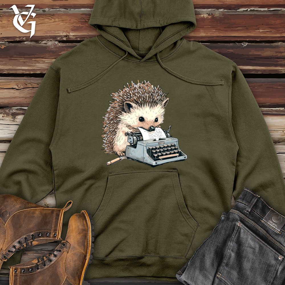 Viking Goods Hedgehog Typist Tales Midweight Hooded Sweatshirt Army / L