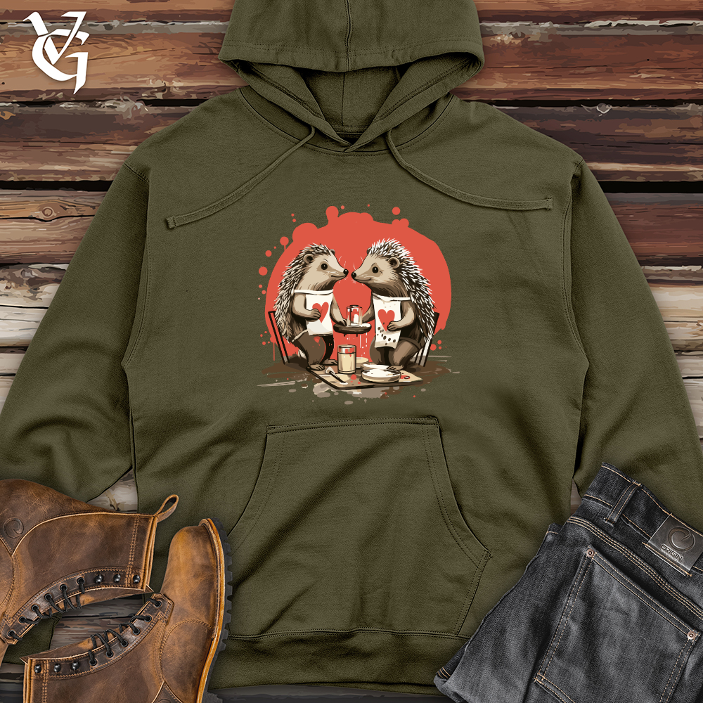 Viking Goods Hedgehog Valentine Painters Midweight Hooded Sweatshirt Army / L