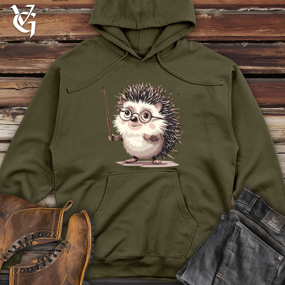 Viking Goods Hedgehog Wizard Whimsy Midweight Hooded Sweatshirt Army / L