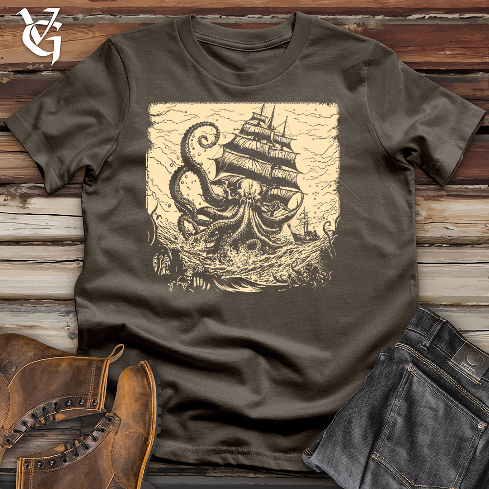 Viking Goods Kraken At Sea Cotton Tee Army / L