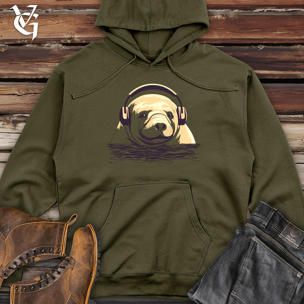 Viking Goods Manatee Headphone Bliss Midweight Hooded Sweatshirt Army / L