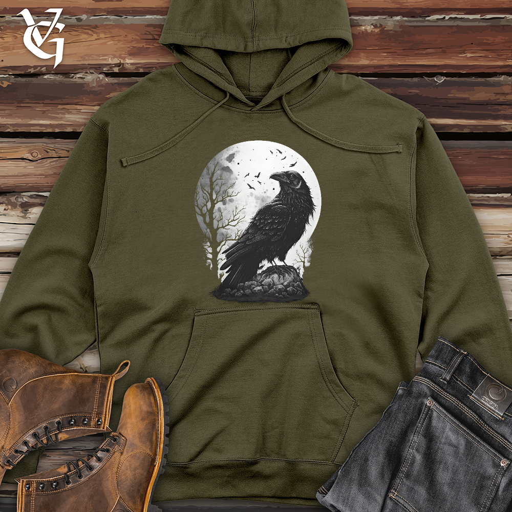 Viking Goods Midnight Raven Perch Midweight Hooded Sweatshirt Army / L