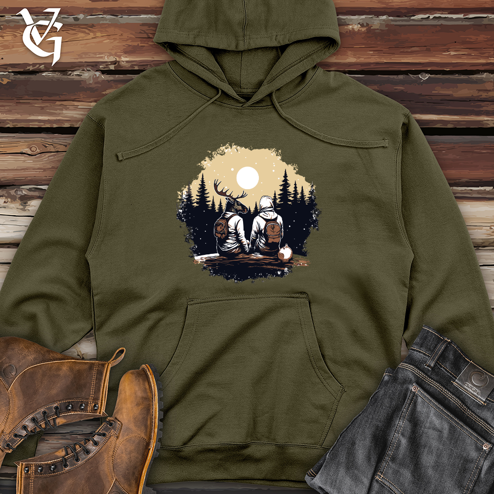 Viking Goods Moose Wilderness Encounter Midweight Hooded Sweatshirt Army / L