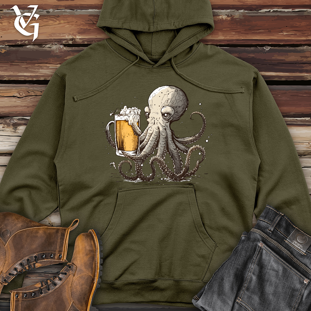 Viking Goods Octopus Happy Hour Midweight Hooded Sweatshirt Army / L