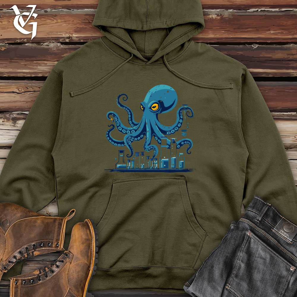 Viking Goods Octopus Lab Experiment Midweight Hooded Sweatshirt Army / L