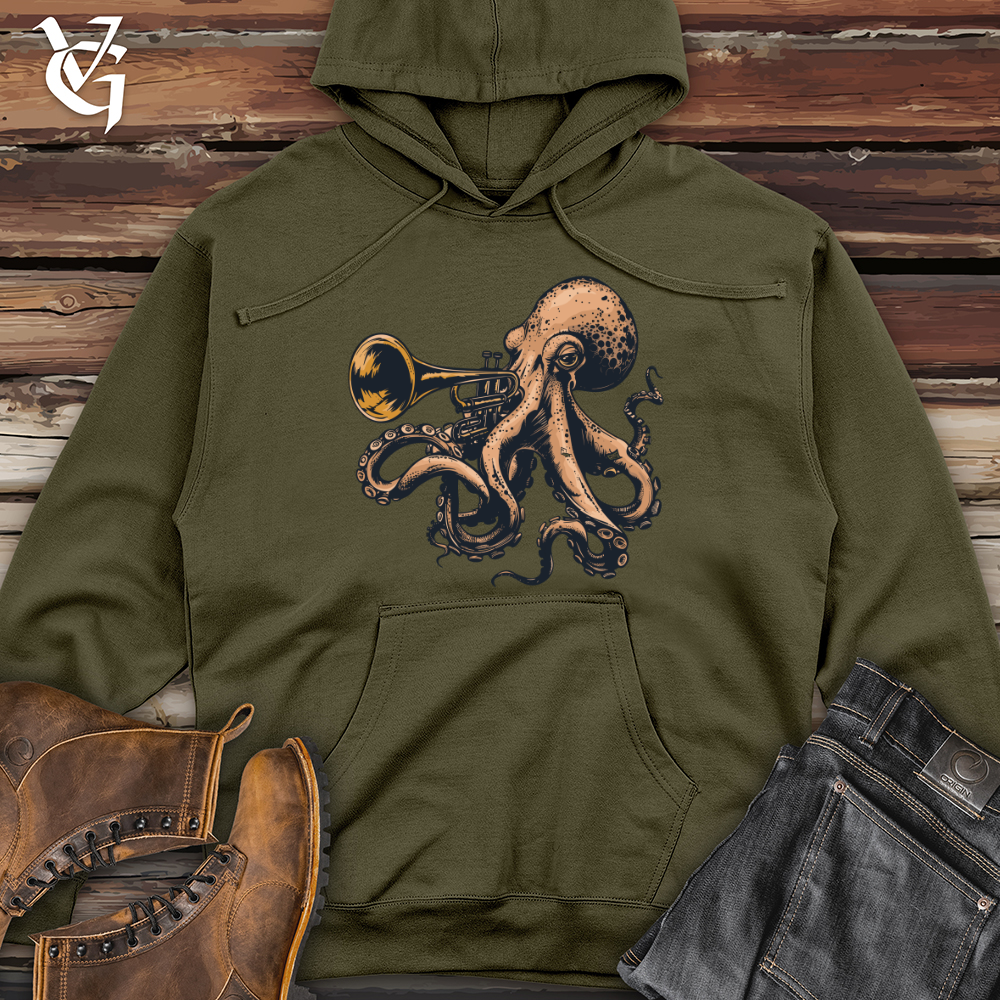 Viking Goods Octopus Trumpet Solo Midweight Hooded Sweatshirt Army / L