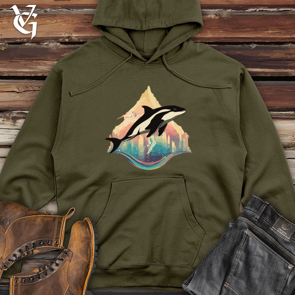 Viking Goods Orca Rainbow Leap Midweight Hooded Sweatshirt Army / L