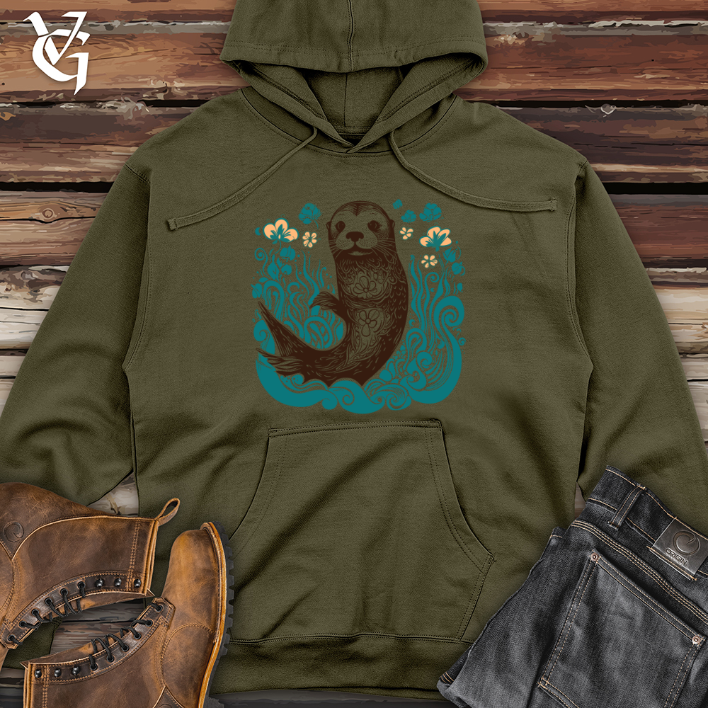 Viking Goods Otter Mermaid Midweight Hooded Sweatshirt Army / L