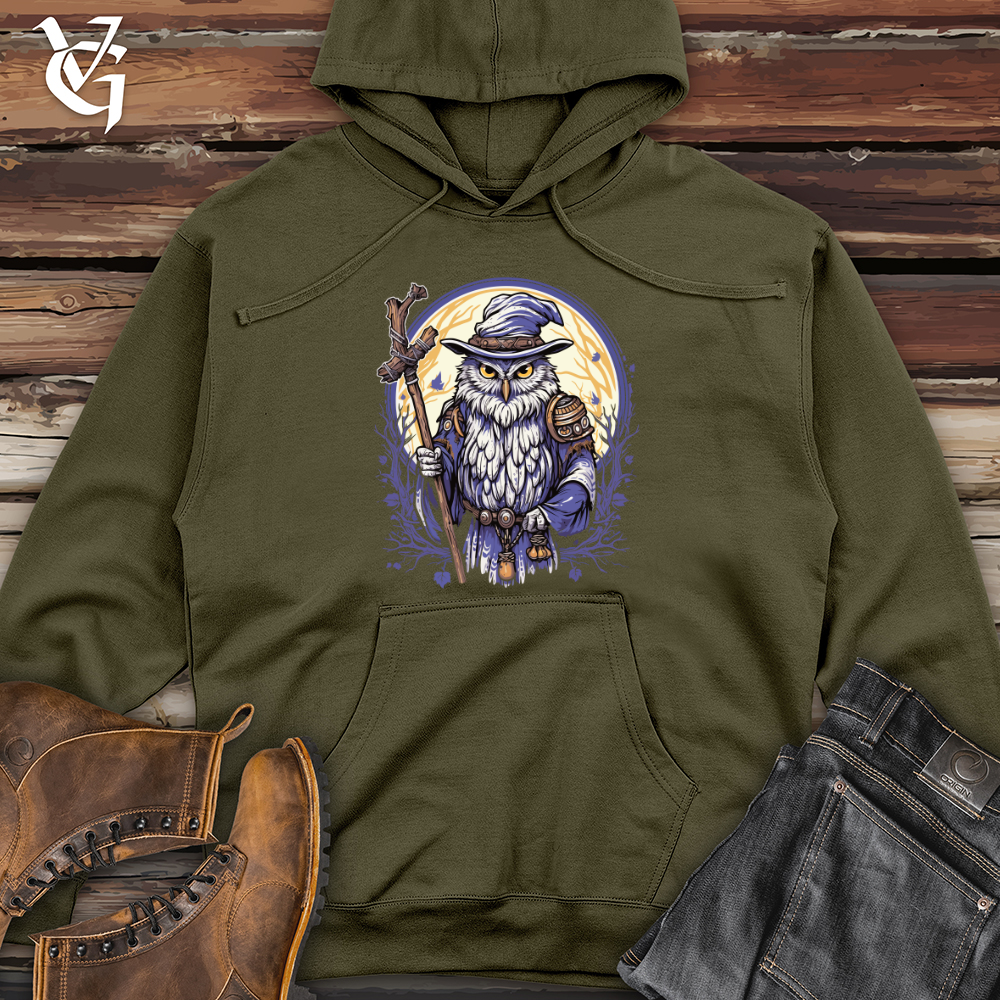 Viking Goods Owl Wizardry Moon Midweight Hooded Sweatshirt Army / L