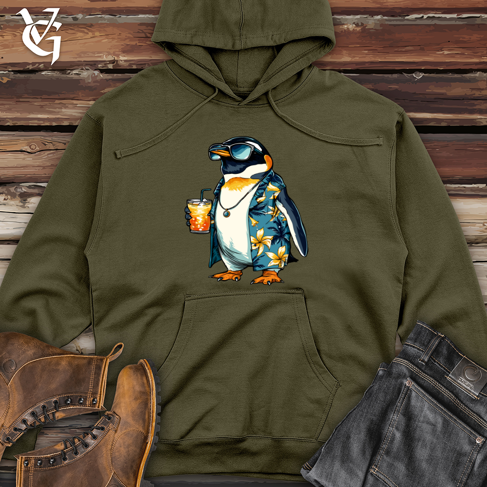 Viking Goods Penguin Vacation Vibes Midweight Hooded Sweatshirt Army / L